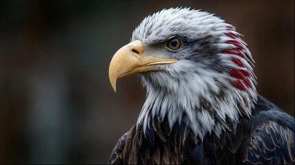 Naklejka premium Bald eagle proudly wrapped in the American flag during a patriotic celebration in honor of Independence Day and Veterans Day