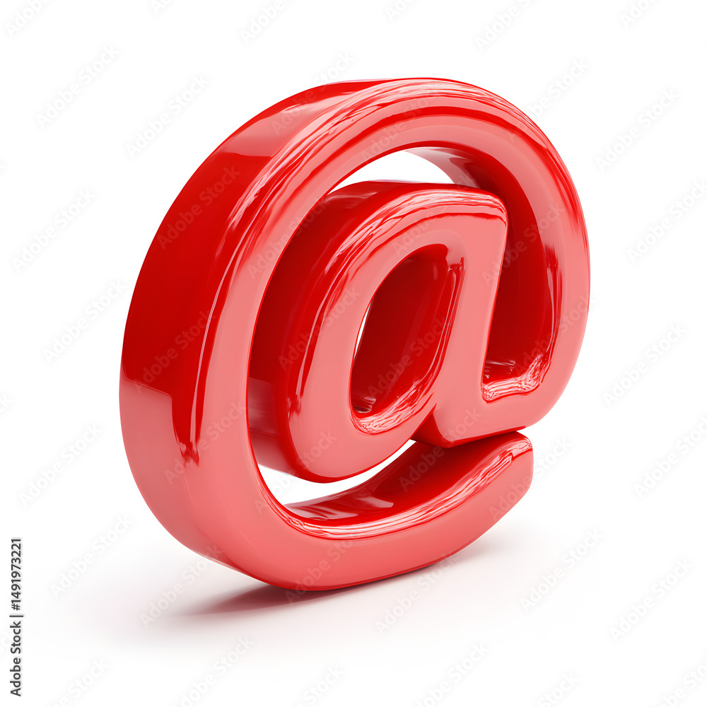 Poster glossy red 3d email icon symbol isolated on white background perfect for email marketing visuals com