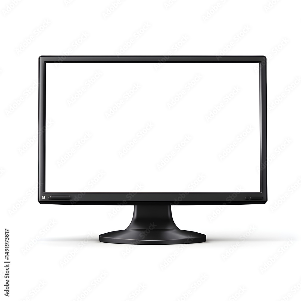 Poster generic widescreen computer monitor with blank white screen isolated on white background great for t