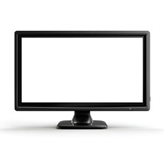 Generic widescreen computer monitor with blank white screen isolated on white background great for tech presentations digital content mockups or product displays with simple modern style