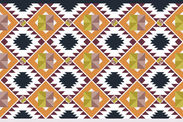 A geometric pattern with vibrant colors and intricate diamond shapes creating bold, symmetrical design