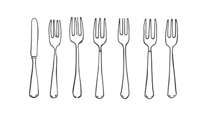 Steel Fork line art simple utensil sketch