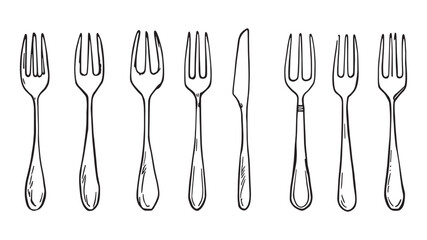 Steel Fork line art simple utensil sketch
