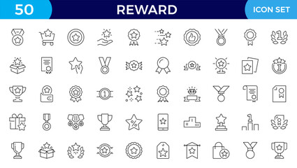 reward line icons set. Stroke vector elements for trendy design. Simple pictograms for mobile concept and web apps.