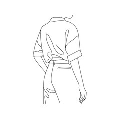 Side view of a person, focusing on the upper torso and lower half line art illustration