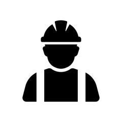 Construction worker black icon isolated on white background.