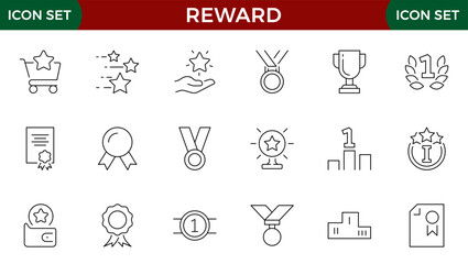 reward line icons set. Stroke vector elements for trendy design. Simple pictograms for mobile concept and web apps.