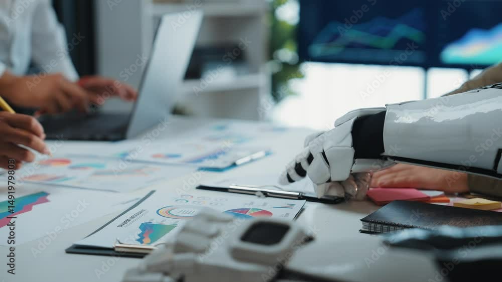Poster ai-powered analytics assisting professionals in refining data-driven marketing strategies and optimi