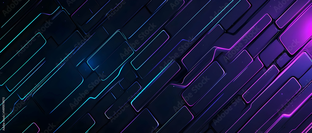 Poster abstract geometric design pattern with glowing lines and dark background