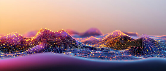 Abstract Colorful Mountain Range Sunrise Landscape