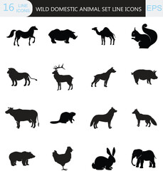 Animal and Wildlife Icon Set Vector Illustration