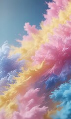 Fototapeta premium Fuzzy blend of pink, blue, and yellow, dreamy effect, hue, effect, shade