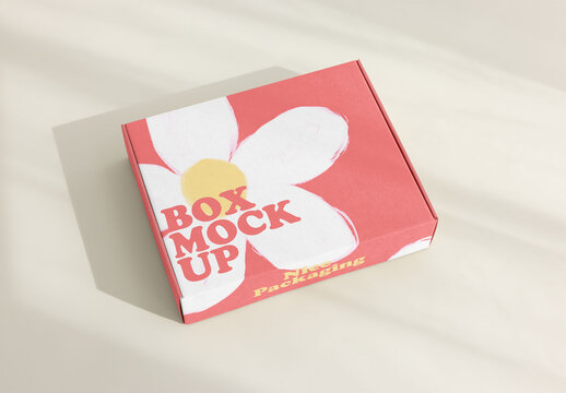 Cardboard Box Mockup on Light Surface