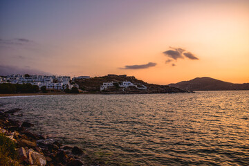 Obraz premium Sunset over sea, Santorini, Greece