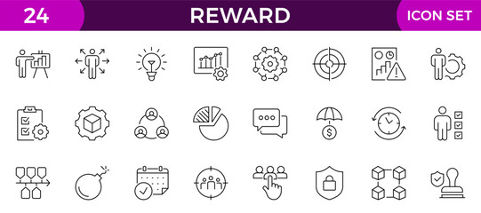 reward line icons set. Stroke vector elements for trendy design. Simple pictograms for mobile concept and web apps.