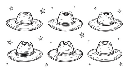 straw hat and starfish line art sketch