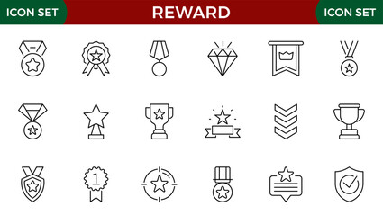 reward line icons set. Stroke vector elements for trendy design. Simple pictograms for mobile concept and web apps.