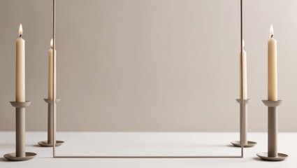 Elegant Candlelight Frame: Minimalist Composition with Copy Space