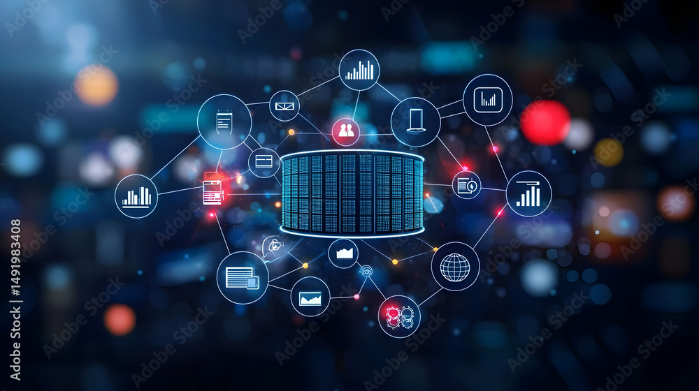 Poster abstract futuristic data visualization display