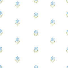 Seamless cute pattern with creative decorative flowers in scandinavian style. Vector floral pattern