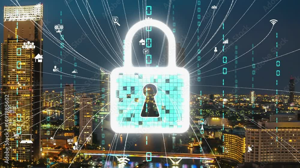 Poster cyber security and alteration data protection on digital platform . graphic interface showing secure
