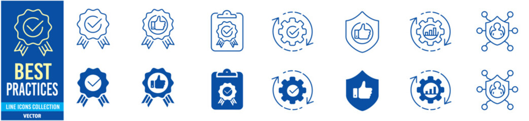Best practices icon set. Editable line icons collection. Vector illustration.