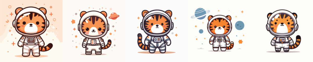 cute tiger vector in astronaut costume