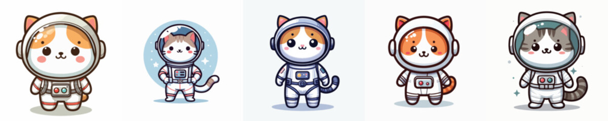 cute cat vector in astronaut costume