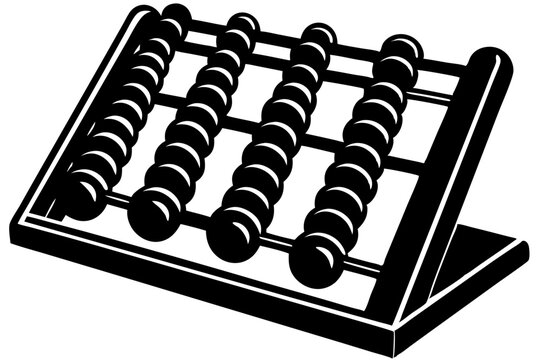 Dynamic silhouette of an abacus from an angle with transparency, abacus, silhouette, black, vector, shape, illustration, design, graphic, calculator, counting, math, education, arithmetic, mathematica