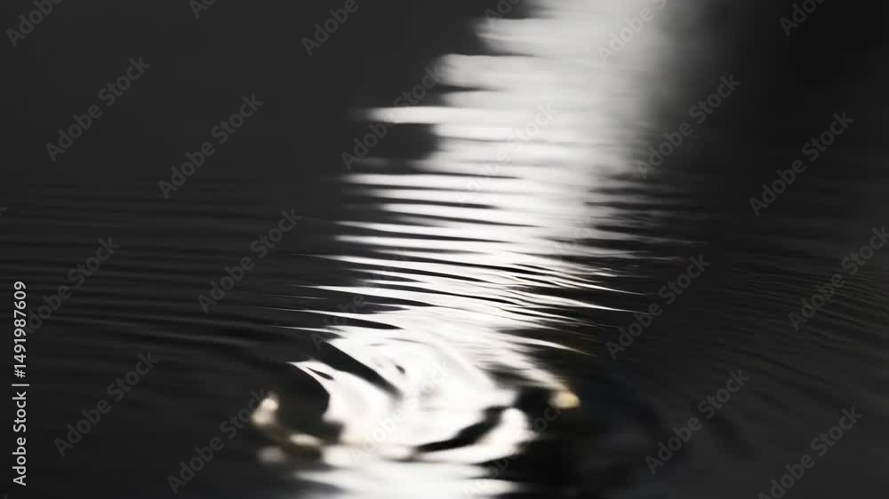 Poster surface water with dark ripples reflecting bright light, creating a minimalist abstract design and f