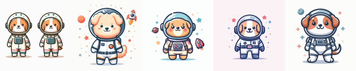 cute dog vector in astronaut costume