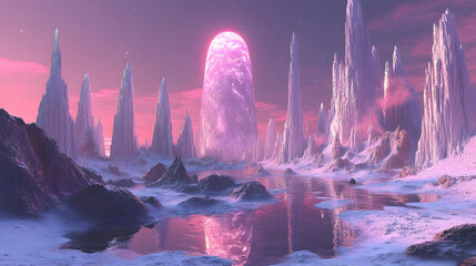 Ethereal purple abstract landscape
