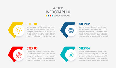 Four Step Infographic element design Vector template for presentation. process diagram and presentations step, workflow layout, banner, flow chart, info graphic vector illustration.