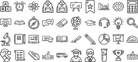 set of hand drawn vector education icons