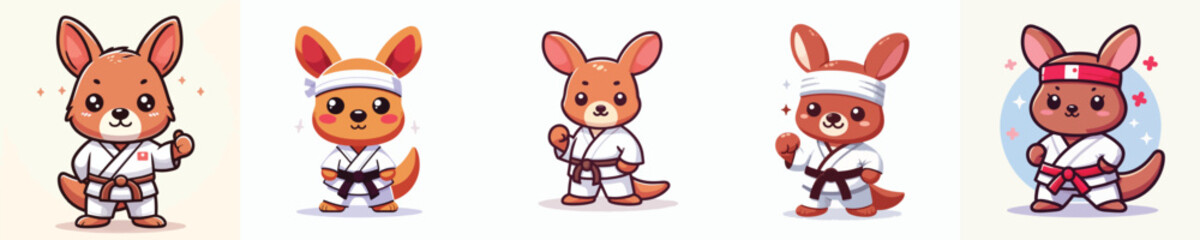 cute kangaroo vector in karate costume