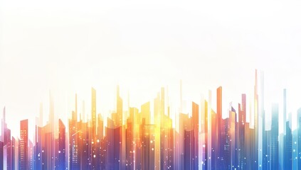 Abstract cityscape skyline in pastel colors
