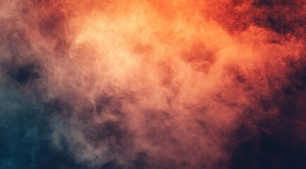 Abstract smoke swirls in orange and blue hues