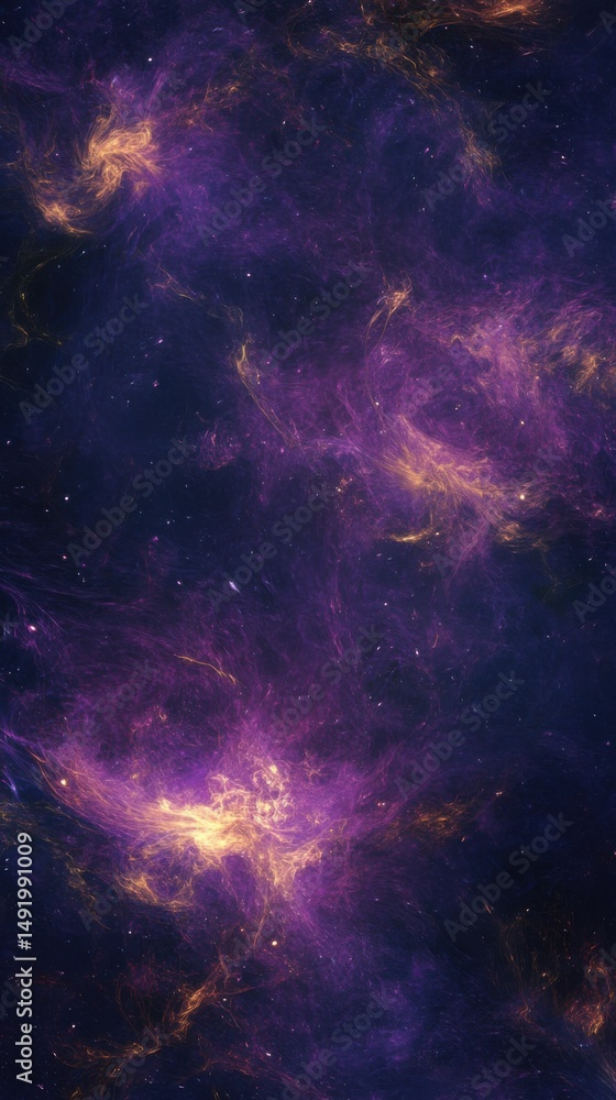 Canvas Prints artistic galaxy nebula illustration in deep space view with purple and gold colors abstract backgrou