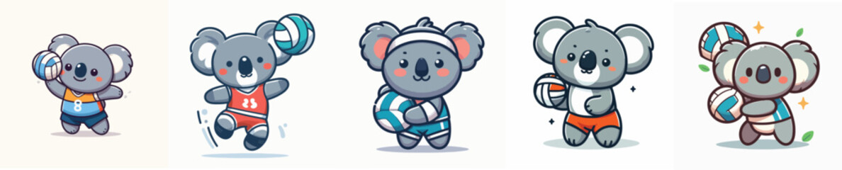 cute koala vector playing volleyball