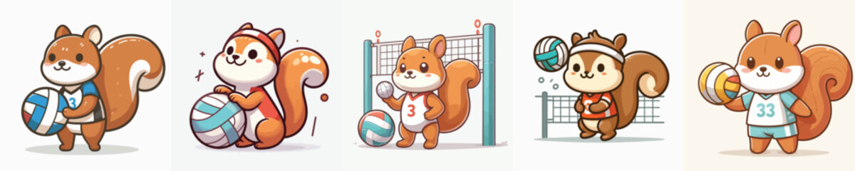 cute squirrel vector playing volleyball © sarah16blakeyxh2