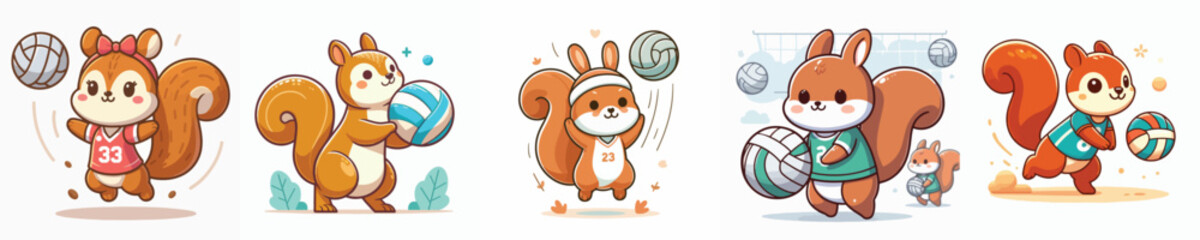cute squirrel vector playing volleyball © sarah16blakeyxh2