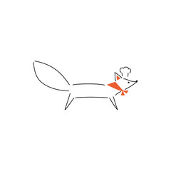 fox chef, cook, thin line simple white fox illustration
