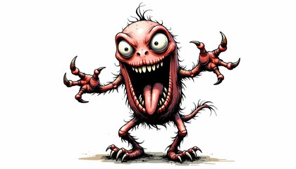 Whimsical cartoon character with an exaggerated grin and prominent teeth, a playful illustration