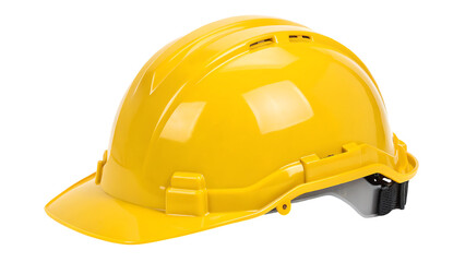 Yellow safety construction helmet designed for maximum protection, equipped transparent background