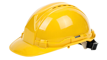 Yellow safety construction helmet designed for maximum protection, equipped transparent background