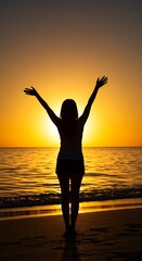 Fototapeta premium Sunset Serenade AI Generated