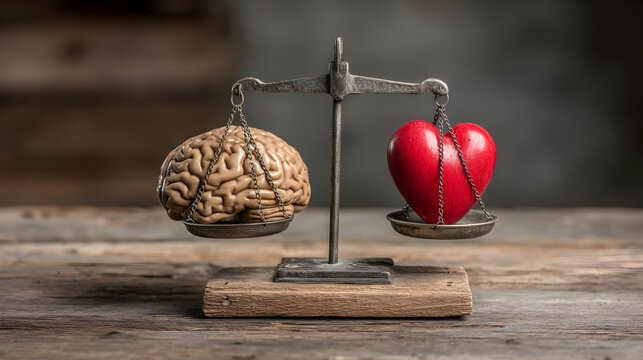 heart balancing on a scale to represent emotional intelligence