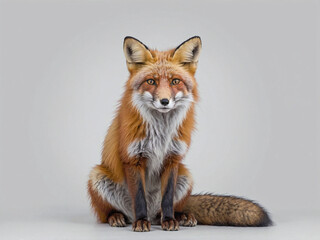 Fototapeta premium A full-body portrait of a red fox sitting upright