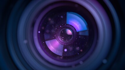 Abstract Purple and Blue Camera Lens Macro Photography