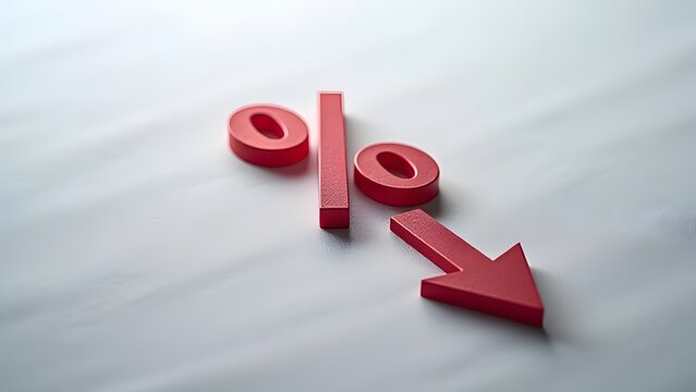 Decreasing Percentage Rate Red Arrow Down Symbol